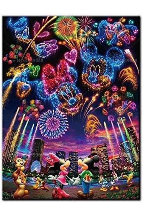 Movas Sanat Elmas Mozaik Tablo / Mickey Mouse Partisi / 45x60