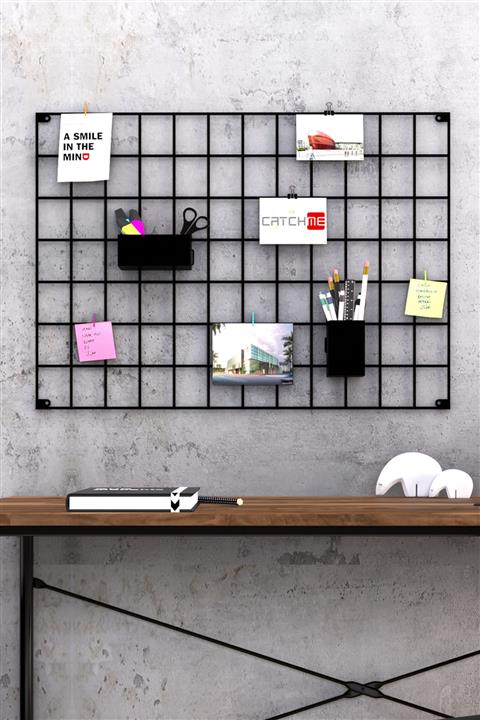 Catchme Metal Fotoğraf Askısı Tel Pano Siyah 50x70 2 Adet Mini Mandal Ve 2 Adet Montaj Çivisi Hediye