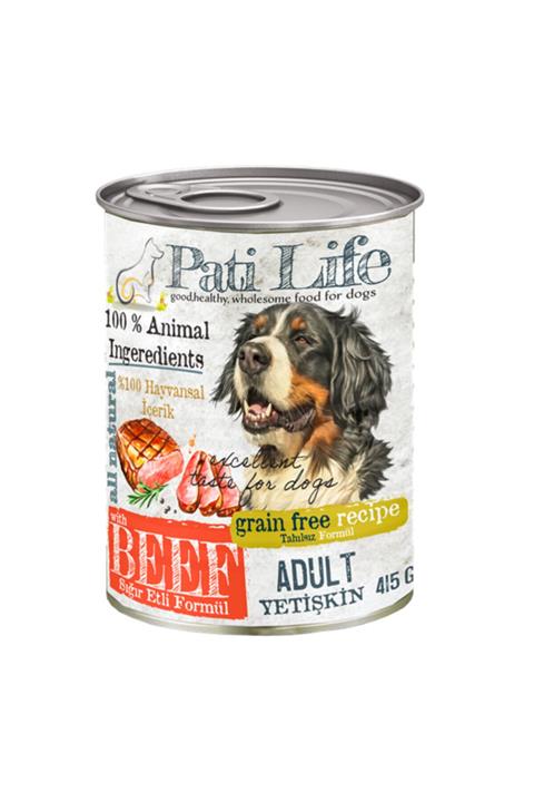 Pati Life 12'li Patilife 415 Gr Yetişkin ( Sığır Etli ) Mama 12 Adet Yaş Konserve Köpek Maması