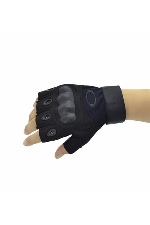 Mude Unisex Siyah Yarım Parmak Taktik Eldiven