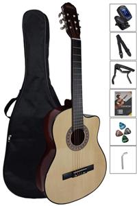 Midex CG3900BBK Klasik Gitar 4/4 Tam Boy Sap Ayarlı Kesik Kasa (Akort Cihazı Metod Çanta Pena)