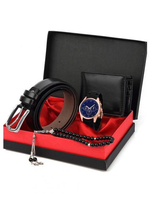 Forentina Siyah Kemer Cüzdan Tespih Saat Set Ps1358