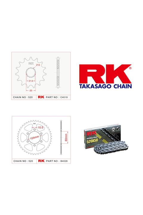 RK Kawasaki Kle 650 Versys Abs X-ring Zincir Dişli Set 520 Xso-15/46t(2007-2011)