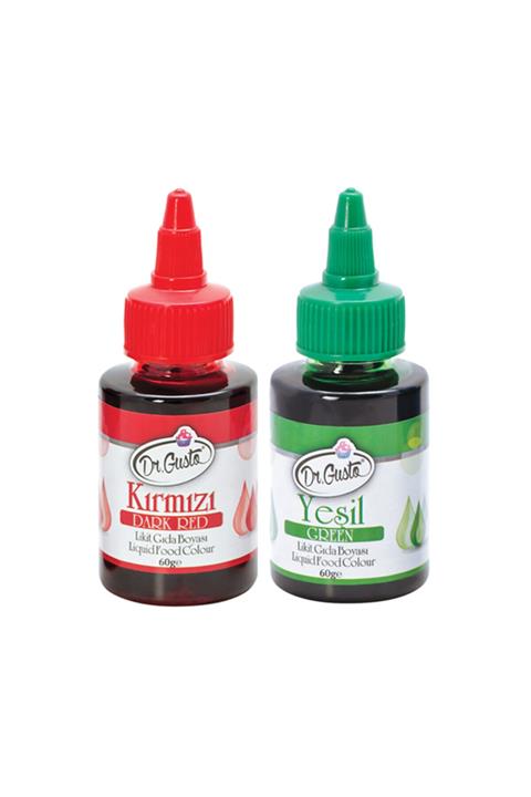 Dr. Gusto Su Bazlı Likit Gıda Boyaları 2 Adet 60gr Kırmızı Yeşil