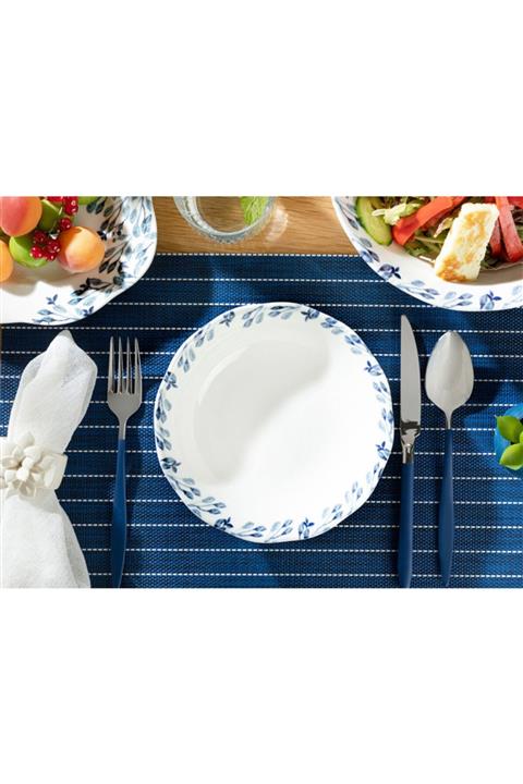 English Home Clover Flower Porselen Salata Kasesi 20 Cm Beyaz - Mavi