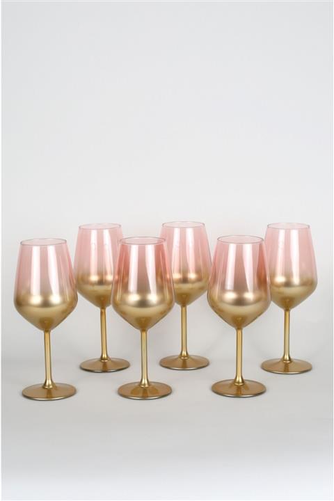 Rakle Glow 6'lı Su Kadehi Seti Pembe 490 Cc