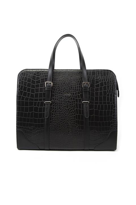 MORCA Kadın Evrak Laptop Çantası Siyah Kroko