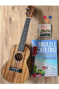 PUKA Koa Ağacı Sedefli Concert Ukulele Çanta-kitap-tel-pena