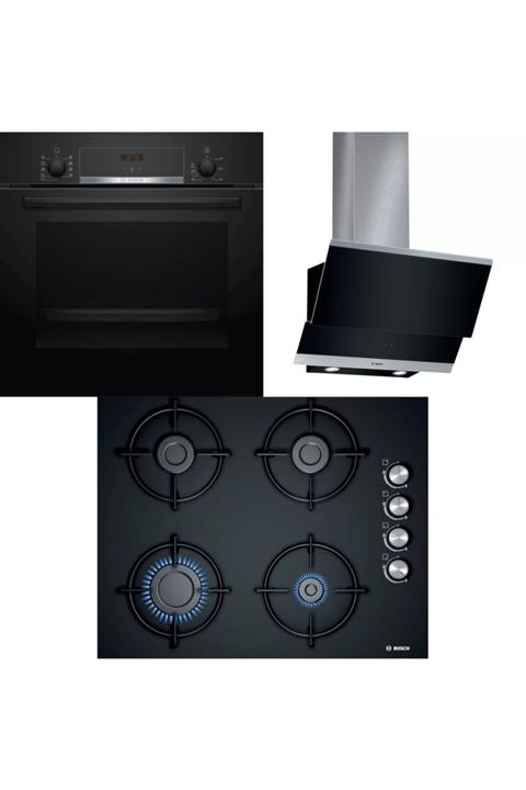 Bosch Ankastre Set 10 (hbf514bb0t + Pop6c6o10o + Dwk065g60t)