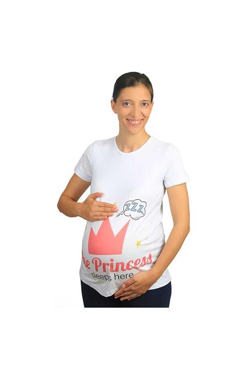 Mummy's Baby Mummy's Hamile Tişört Princess Beyaz