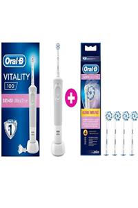 OralB Vitality 100 Sensi Ultra Thin Şarjlı Diş Fırçası + 4'lü Yedek Başlık