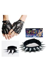 LAUREL DREAM Spike Punk Eldiveni Punk Kolyesi Ve Punk Bileklik Seti