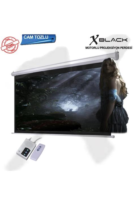 XBLACK Xge-200 200x200 Cm Cam Tozlu Motorlu Elektrikli Uzaktan Kumandalı Projeksiyon Perdesi