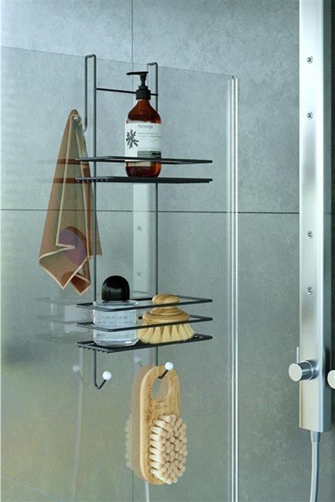 Teknotel Iki Katlı Asmalı Duşakabin Rafı Mat Siyah Lm065