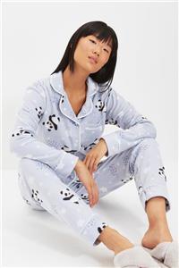 TRENDYOLMİLLA Mavi Panda Desenli Örme Pijama Takımı THMAW22PT0359