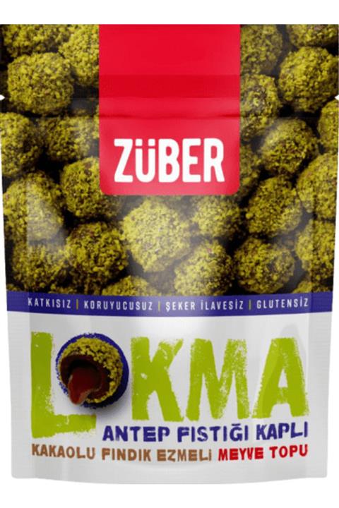 Züber Lokma Antep Fıstığı Kaplı Kakaolu Fındık Ezmeli Meyve Topu 96g X 3 Paket