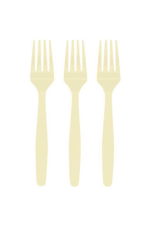 Skygo Krem Renk Plastik Çatal 25 Adet