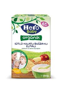 Hero Baby Organik Buğdaylı Yulaflı Elmalı 200 gr Kavanoz Maması