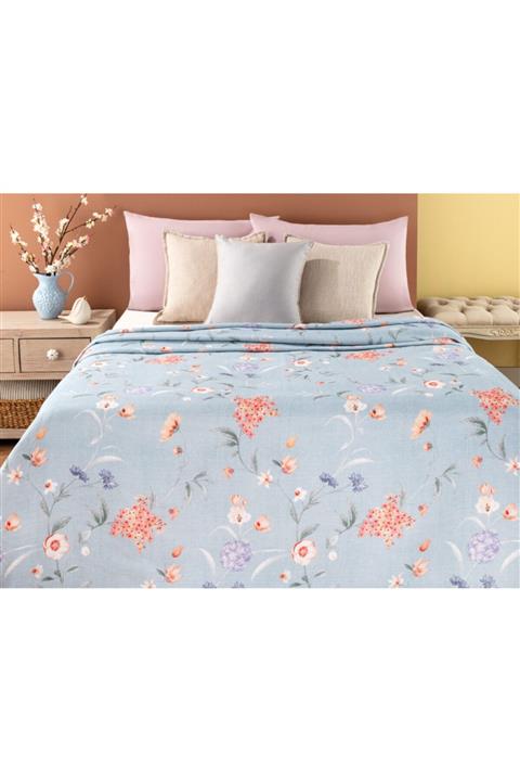 Madame Coco Jeamet Tek Kişilik Baskılı Pike - Mavi