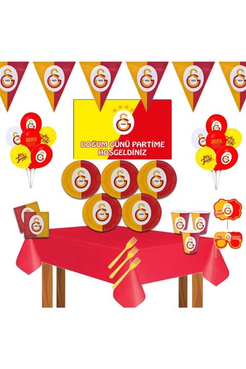 Galatasaray Afişli Galatasaray Cimbom Doğum Günü Parti Seti 16 Kişilik