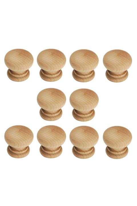 kralkulp 10 Adet Mobilya Kulp, Doğal Ham Ahşap Mantar Düğme Kulp