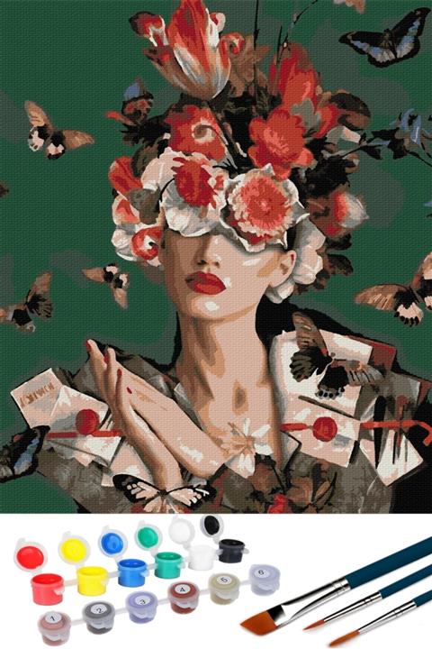 abbara Sayılarla Boyama Kasnaklı Tablo Seti Fırça Boya Dahil 40x50