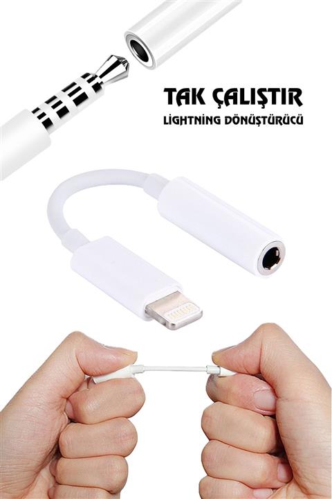 Phonextra Iphone Ipad Ios Lightning Tak Çalıştır Kulaklık Araç Aux Çevirici Dönüştürücü 3.5mm Uyumlu