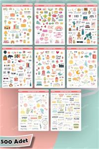 TUGİBU Sticker Haftalık Planlayıcı Planner Etiket Seti ,ajanda, Defter, 500 Adet