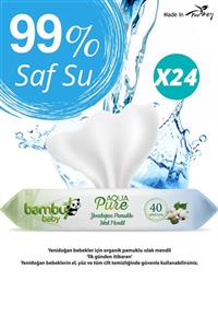 bambubaby Bambu Baby Aqua Pure Yenidoğan Islak Havlu Kapaklı 24x40 Yaprak