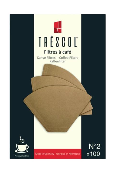 TRESCOL Kahve Filtresi 2 Numara (Küçük Boy) 100 'lü Paket (Maturel Kağıt)N