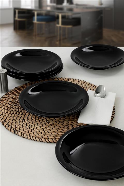 Keramika Siyah Ege Yemek Tabağı 22 cm 6 Adet