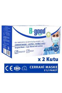 BGOOD Cerrahi Maske Telli 50'li (üts Kayıtlı) 2 Kutu 3 Katlı 5'li Paketlenmiş