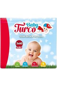 Baby Turco Klasik Plastik Kapaklı 3'lü Set 180 Yaprak Islak Havlu Mendil