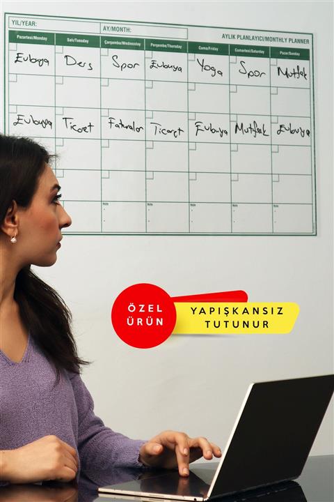 Evbuya Planlayıcı - Yapışkansız Tutunan Akıllı Kağıt ( + Silgili Kalem )