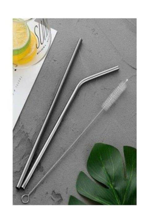 LEVA 3 Parça Metal Pipet Seti Paslanmaz Çelik Pipet Ve Çubuk Pipet Temizleme Fırçası 9017846