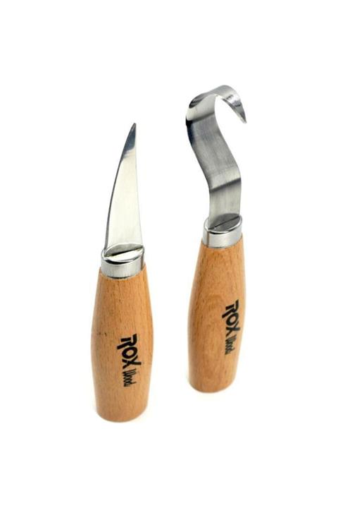 Rox 4505 Ahşap Kaşık Kuksa Oyma Bıçak Seti 2 Parça