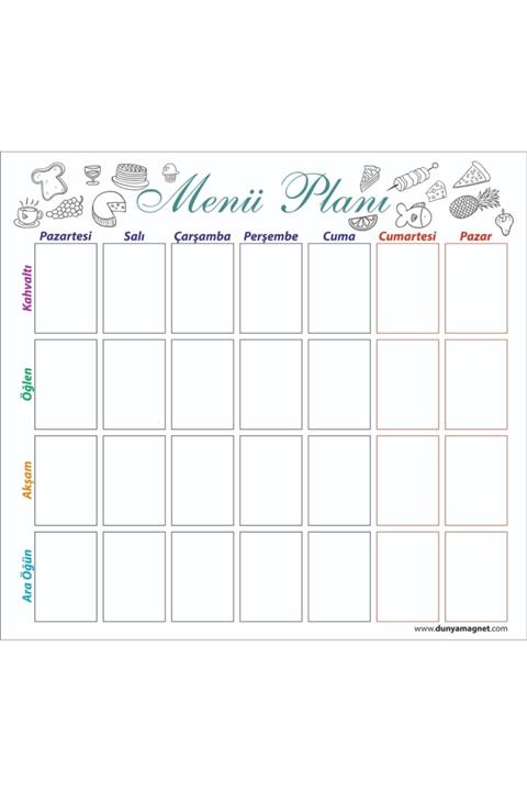 Dünya Magnet Hafalık Menü Magnet Planlayıcı , Katlanabilir Silinebilir Mıknatıslı Yazı Tahtası + 2 Kalem