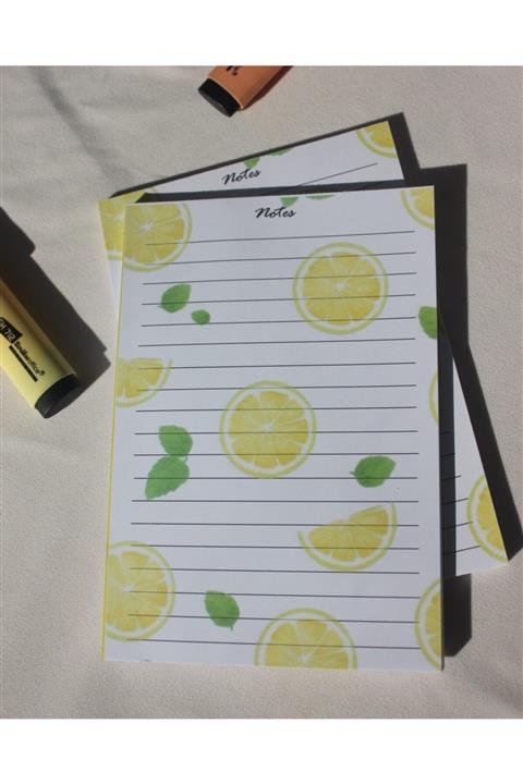 RABAFNOTES Kopya - Limon Desenli Çizgili Tasarım A5 Notepad/defter/memopad/not Defteri/bloknot