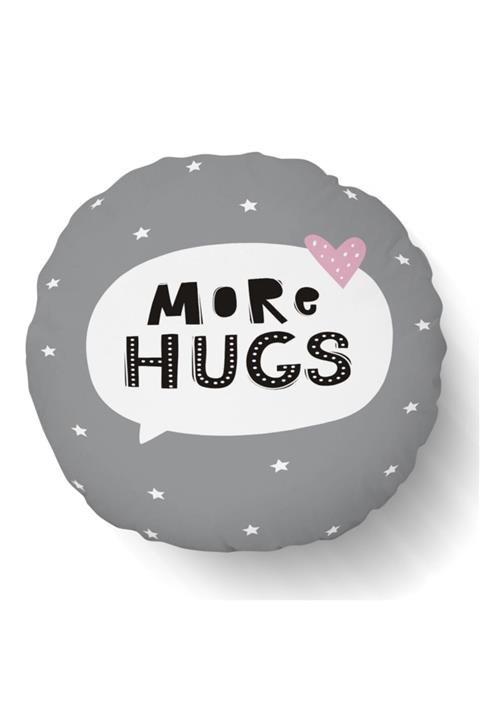 Else Halı Else Gri Beyaz Kucakla Iskandinav Desenli Uyku Arkadaşı Çocuk Yuvarlak Dolgulu Kırlent Yastık