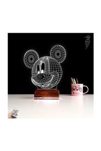 TahtaModa 3d Ilizyon Led Lamba Dekoratif Gece Lambası Çocuk Odası Mickey Fare Gece Lambası