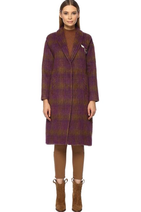 Network Kadın Ekose Mor Ekose Manto 1070844