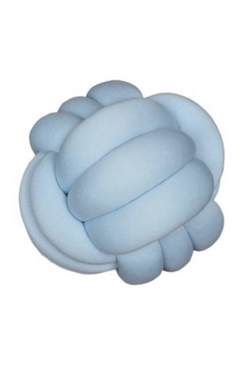 trendkonsept Düğüm Yastık, Örgü Yastık, Bebek Yastığı, Dekoratif, Kırlent Top Düğüm Yastık, Bebek Mavi