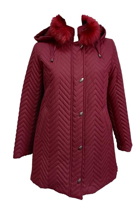 Veger Büyük Beden Kapitone Kaban - 2213 Bordo