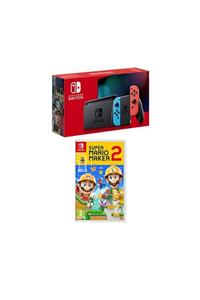 Nintendo Switch Konsol Neon Red Blue + Super Mario Maker 2 Nintendo Switch Oyun