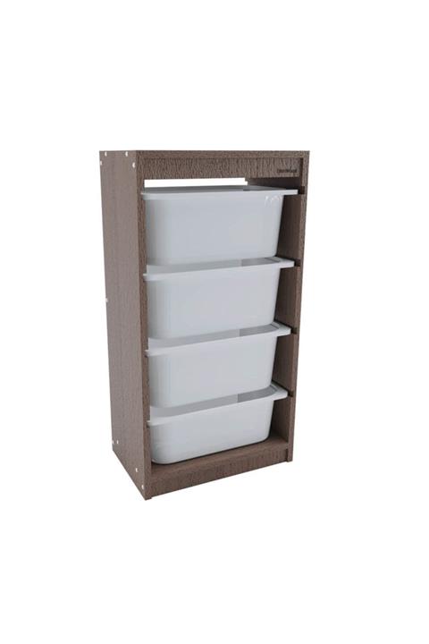 Grootland / Bienwood 4004 - 4'lü Plastik Çekmeceli Ahşap Raf