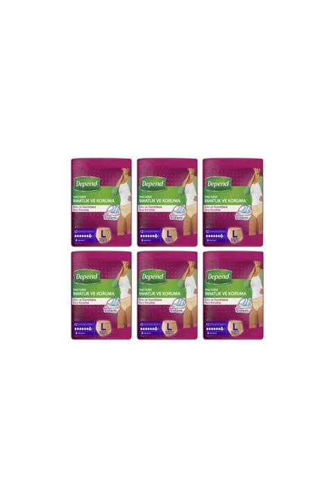 Depend Emici Külot Kadın Large ( Büyük Boy ) 9 Adet X 6 Paket