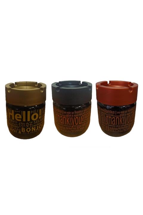 Autokit Desenli Kokusuz Cam Küllük 3 Adet