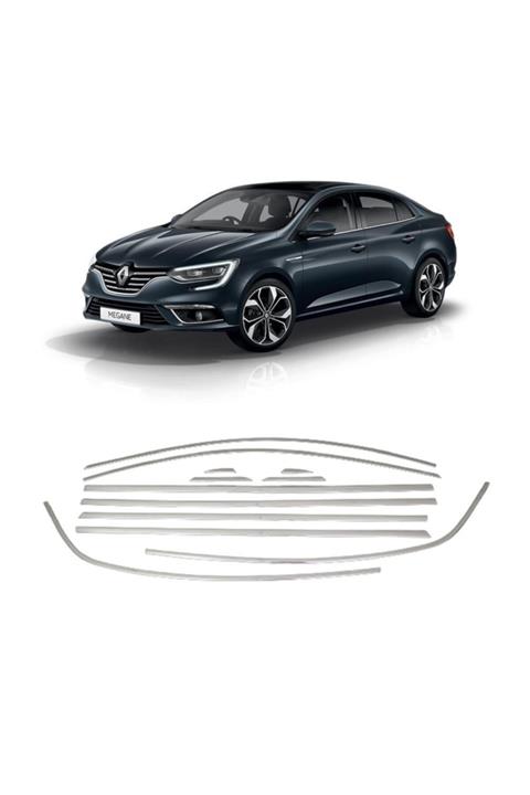 Araba Alışveriş Renault Megane 4 Sedan 12 Parça Paslanmaz Krom Cam Çerçeve Çıta Seti