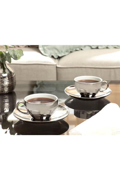 English Home Dela Porselen 2 Kişilik Çay Fincanı Takımı 220 ml Silver