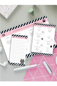 colortouch Cute Paws Ders Çalışma 3 Lü Defter Seti ( Haftalık Planlayıcı , Günlük Planlayıcı , To Do List )